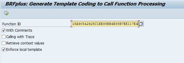 Figure 26 — Provide the function ID to execute the report