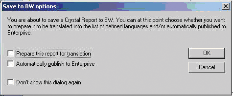 A modal displaying Crystal Report save options