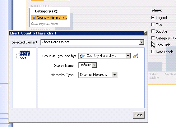 SAP Crystal Reports for Enterprise 4.0 improved charting engine with simple drag-and-drop workflow showing how to include a hierarchy.