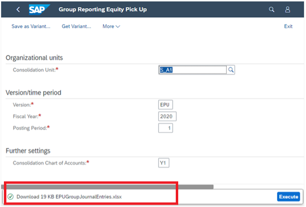 Figure 7— Executing the Equity Pickup App