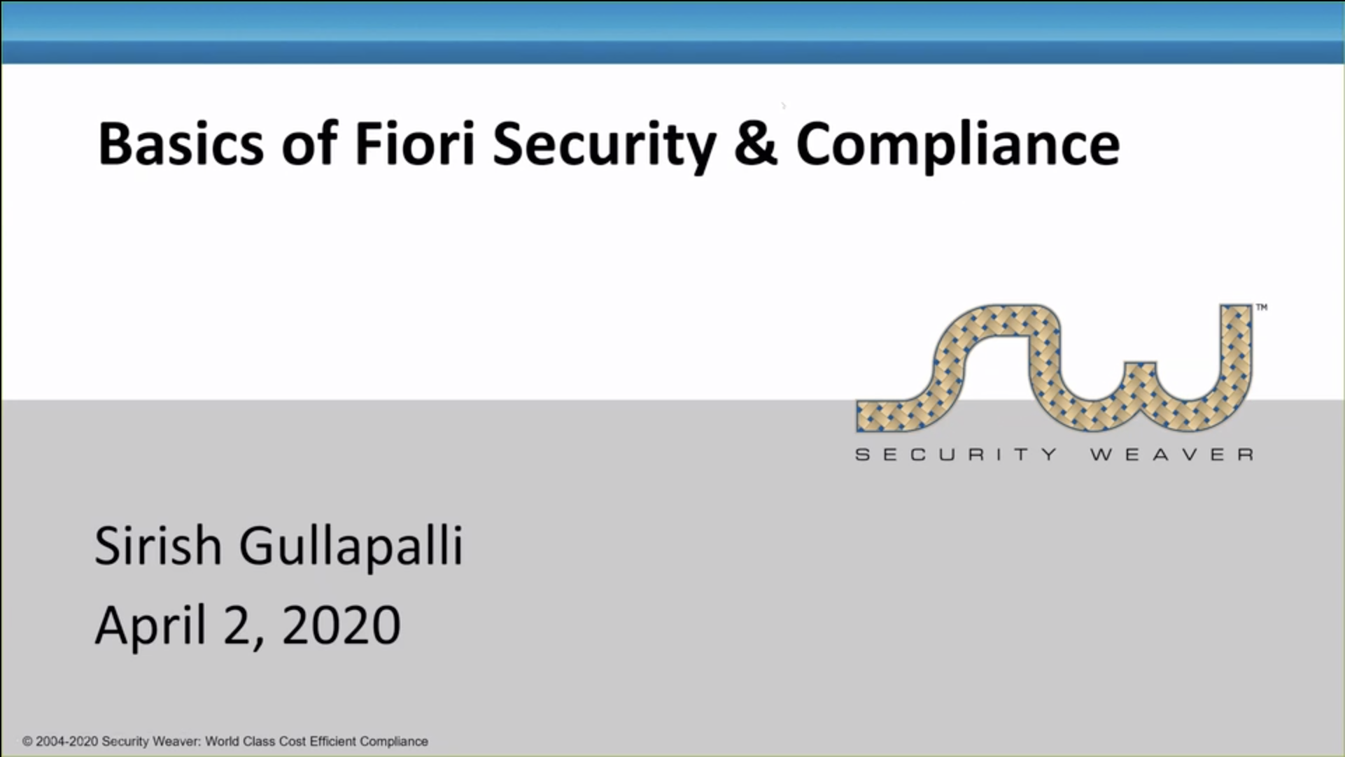 Basics of Fiori Security and Compliance Webinar Introduction image