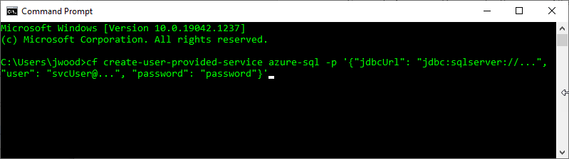 Figure 3 – Using the Multi-Cloud Foundry CLI to create a user-defined service