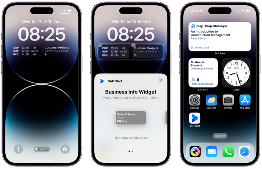 Widgets on Lock- and Homescreen - SAP Application