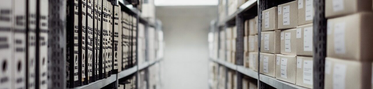 achieving documents organised on shelves