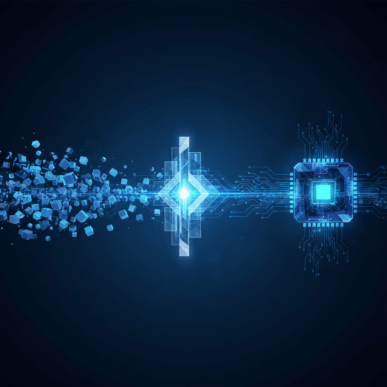 Digital abstract showing data getting organized by a pulse.