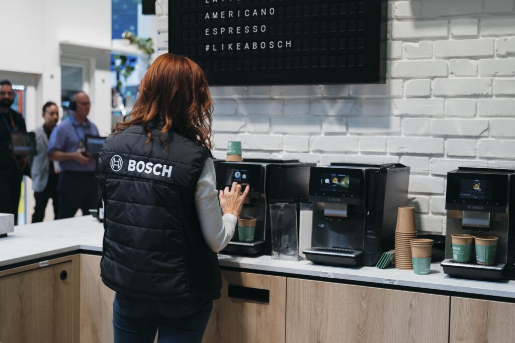 Person looks at Bosch fully automatic coffee makers