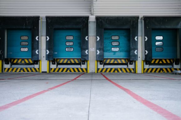 Warehouse loading bays supporting furniture order fulfillment and SAP S/4HANA Public Cloud operations