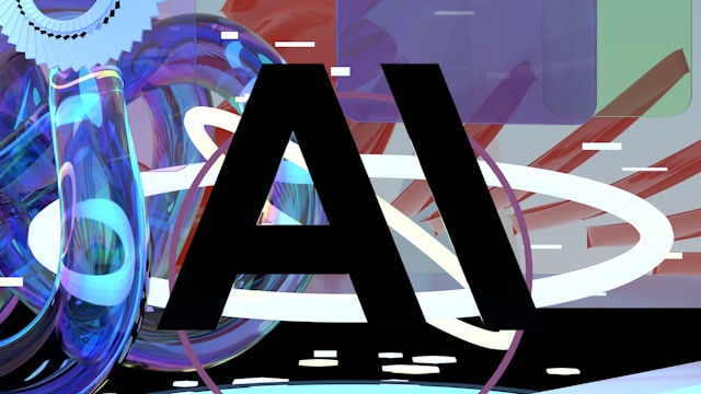 Bold AI lettering over abstract swirling blue and purple digital forms representing agentic AI deployment in SAP enterprise environments and oXya landscape readiness for S/4HANA transformation