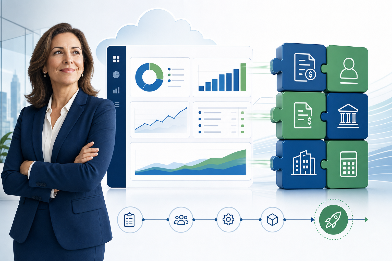 CFO with financial charts in the background