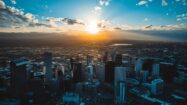 Denver skyline at sunset, home to Pathlock’s headquarters.