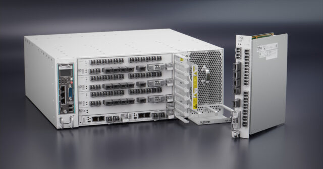Adtran FSP 3000 optical networking platform with Adva Network Security S-Flex encryption modules, the BSI-approved Layer 1 encryption hardware securing SAP's German data center interconnects