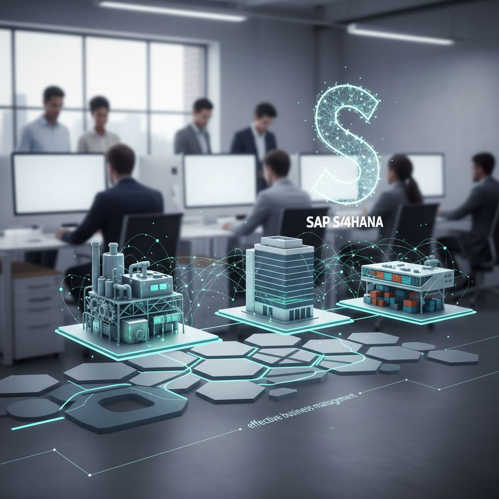 Abstract digital landscape with intertwined data streams representing phased implementation and digital transformation in enterprise software.