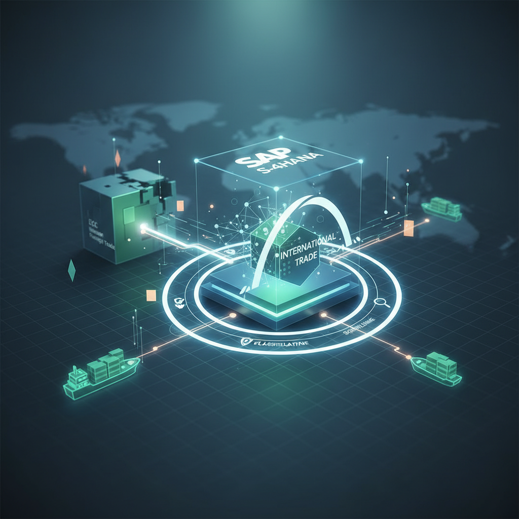 Abstract digital globe showing global connections, representing international trade and enterprise software.