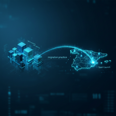 Digital network connecting financial institutions, symbolizing enterprise software expansion in Europe.