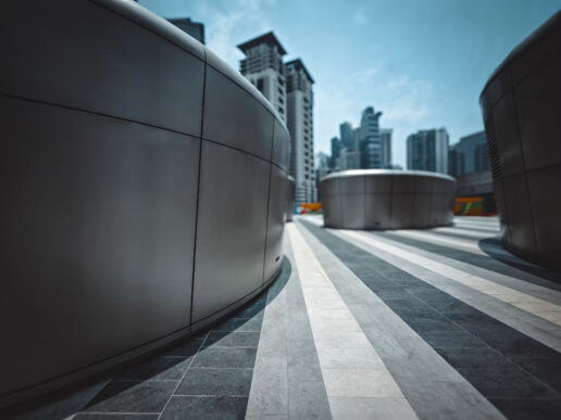 Modern architectural pathways and segmented structures representing data sovereignty and enterprise infrastructure boundaries.