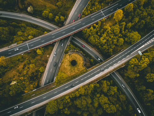 Aerial view of interlocking highways representing multiple attack paths into SAP systems