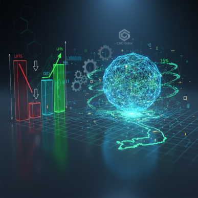 Abstract representation of an AI engine, with interconnected nodes and glowing lines, symbolizing data flow and processing.