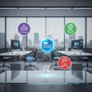 A sleek, modern 3D rendering depicts a network of interconnected digital nodes, symbolizing data flow and integration.