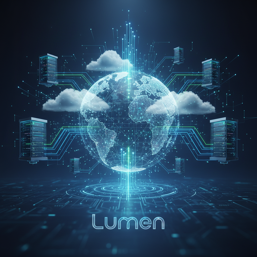 Illuminated global fiber optic network lines connect digital infrastructure in a secure multicloud environment