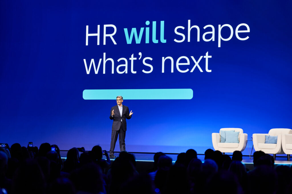 Siva Sundaresan of SAP SuccessFactors presents the Autonomous HCM keynote at SAP Connect 2026, in front of a screen reading "HR will shape what's next."